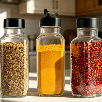 Glass Spice Jars 16 oz with Shaker Lids, Black 3-Pack